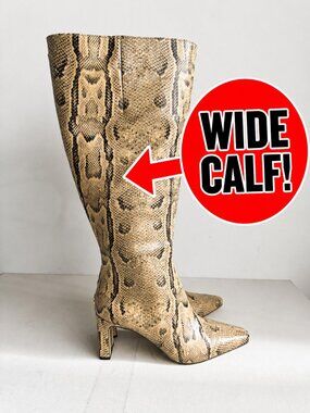 Sam Edelman Anthropologie Sylvia 2 Boots Snakeskin 7.5 Wide Calf